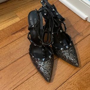 Studded glitter heels